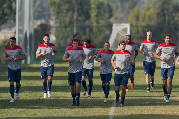 Training for the USMNT includes a morning beach run in Santa Monica, Calif., on Jan. 19. Photo Caption/credit: Photo courtesy USSoccer.com